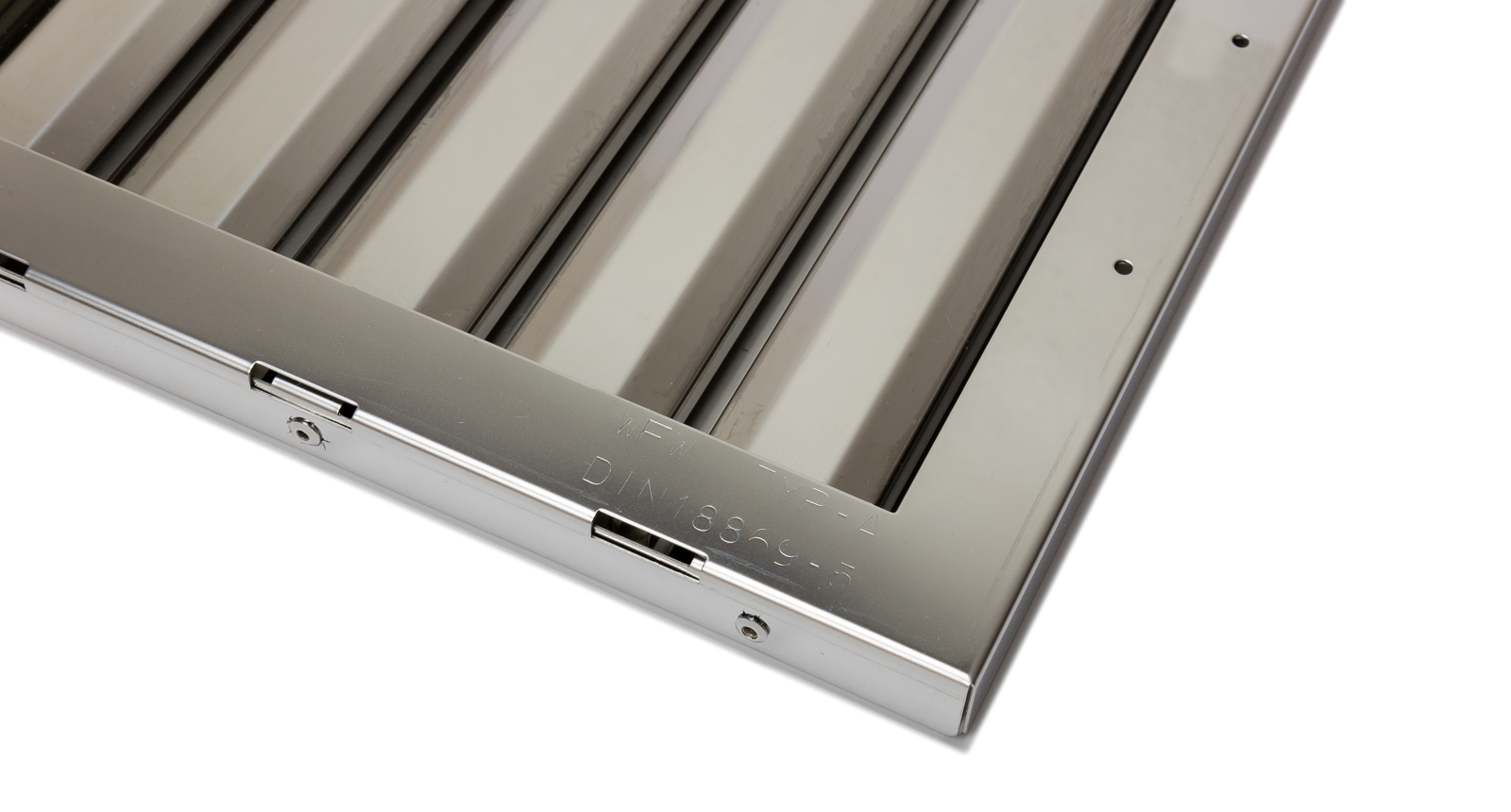 Seitliche Detailansicht eines Flammschutzfilters Typ B 500 mm
