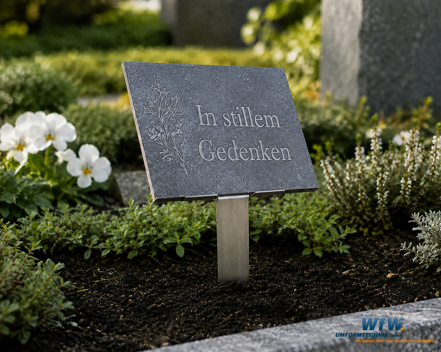 Halter für Grabmal-Steinplatte aus Edelstahl mit Erdsporn – Bild 5